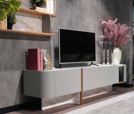 Conjunto de sala de estar de lujo: mueble de pared, soporte para TV, aparador, estante nuevo.