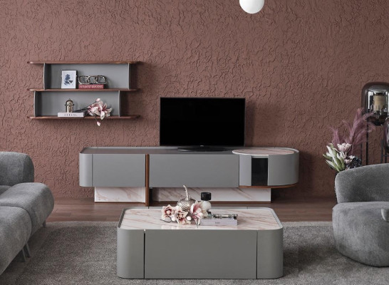 Set de pared de madera de lujo para sala de estar, mueble de televisión, diseño de estante de pared.