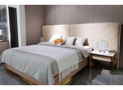 Elegante cama doble lujosa cama de dormitorio elegante cama.