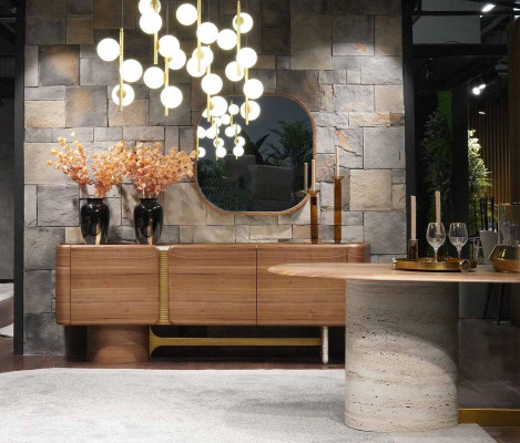 Aparador cómoda conjunto aparador espejo madera marrón diseño de muebles set