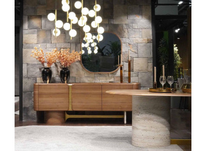 Aparador cómoda conjunto aparador espejo madera marrón diseño de muebles set