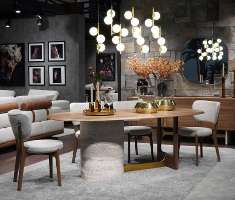 Diseño de comedor Set de 5 piezas. Moderno mobiliario de madera con mesa y 4 sillas, nuevo.