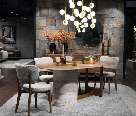 Diseño de comedor Set de 5 piezas. Moderno mobiliario de madera con mesa y 4 sillas, nuevo.