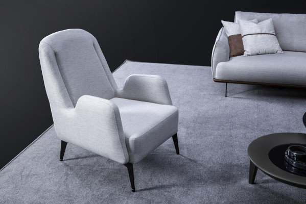 Diseñador Gris Sillón de lujo de 1 plaza Sillón tapizado de tela