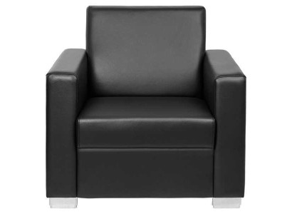 Sillón de cuero negro, tapizado por diseñador, de una plaza, para sala de estar, asiento de relax.