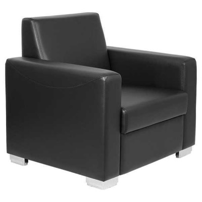 Sillón de cuero negro, tapizado por diseñador, de una plaza, para sala de estar, asiento de relax.