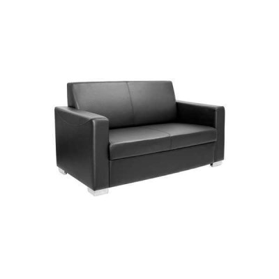 Sofá de cuero negro de dos plazas, sofá, salón, club moderno de dos plazas