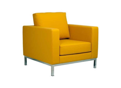 Sillón amarillo moderno para sala de estar, silla de relax de cuero sintético de una plaza.