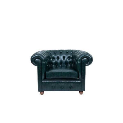 Sillón Chesterfield verde oscuro para sala de estar, sala de estar, televisión, para una sola persona.