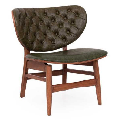 Moderno sillón Chesterfield verde tapizado.