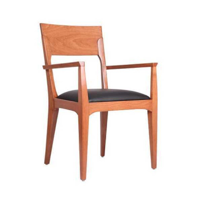 Silla de madera marrón de diseñador, silla de comedor individual de lujo, mueble de 1 plaza.