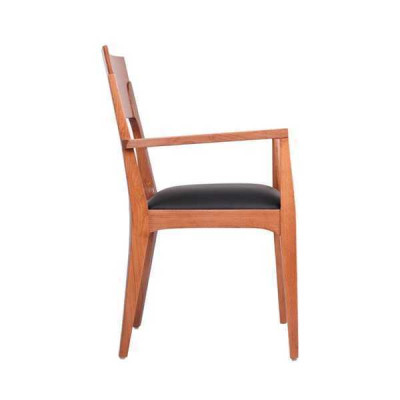 Silla de madera marrón de diseñador, silla de comedor individual de lujo, mueble de 1 plaza.