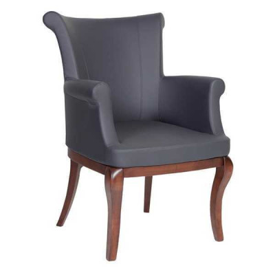 Silla de diseño gris, silla con respaldo, sillas tapizadas, silla de comedor de lujo.