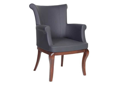 Silla de diseño gris, silla con respaldo, sillas tapizadas, silla de comedor de lujo.