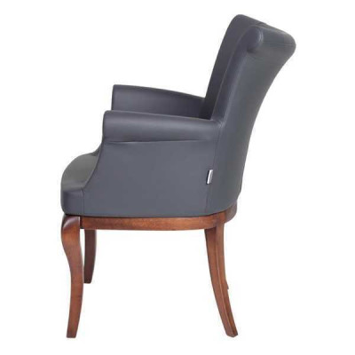 Silla de diseño gris, silla con respaldo, sillas tapizadas, silla de comedor de lujo.