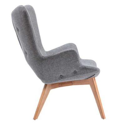 Silla de comedor gris de diseñador con asiento de madera para una sola persona - sillas de lujo para la sala de estar