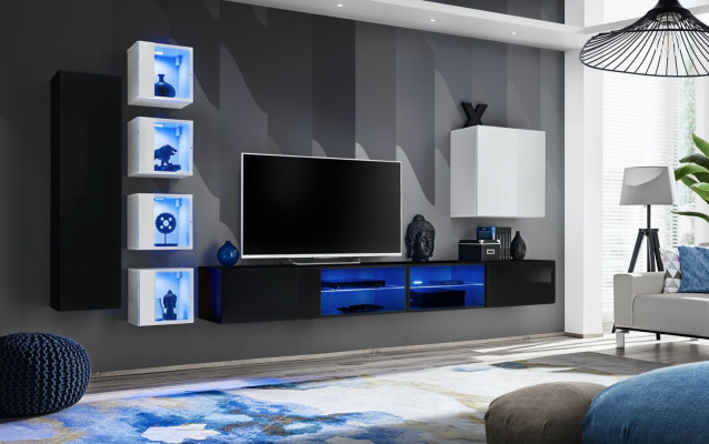 Conjunto de muebles de madera modernos para paredes completas, mueble de pared, conjunto de 7 piezas, nuevo.