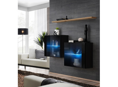 Muebles de diseñador negro lujosos armario de pared muebles de salón estantería de pared