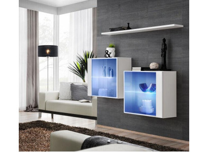 Mueble de pared Nuevo Moderno Armario estantería blanco mobiliario completo sala de estar