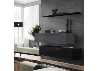 Mueble de salón de pared moderno en negro de madera.
