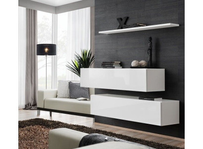 Conjunto Blanco Set de 3 piezas Completo Armario de pared Mueble de salón Estante de pared Diseño moderno