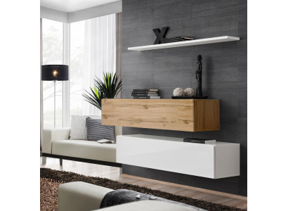 Mueble de pared de 130 cm de diseñador, conjunto de 2 armarios de pared, muebles de madera para la sala de estar.