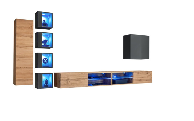 Mueble de salón de pared de 320 cm Aparador moderno para televisión Aparador salón - Muebles de salón