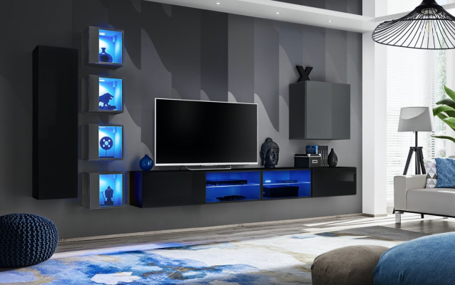 Muebles de sala de estar nuevos pared para sala de estar 320 cm 6x armario colgante conjunto de lujo estante de pared