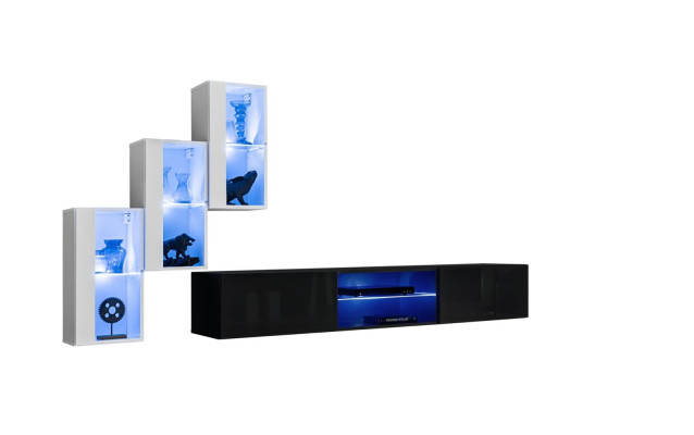 Conjunto de muebles de lujo para pared, diseño moderno, equipamiento completo, 3 armarios de pared.