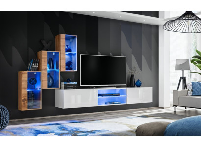 3x armario de pared muebles de salón pared 210 cm decoración lujo soporte de TV