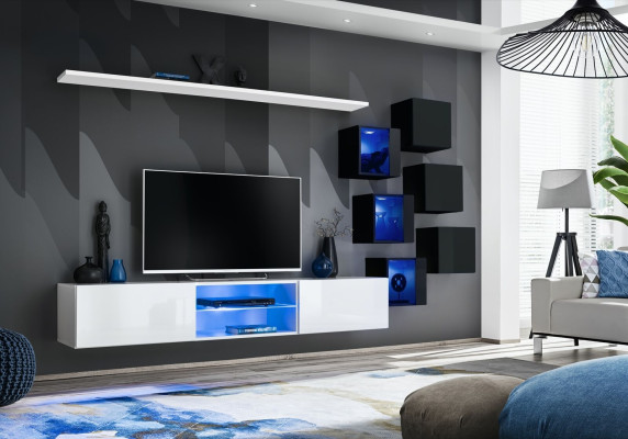 Conjunto de muebles para sala de estar 6x armario de pared estantes de pared aparador muebles de madera nuevo.