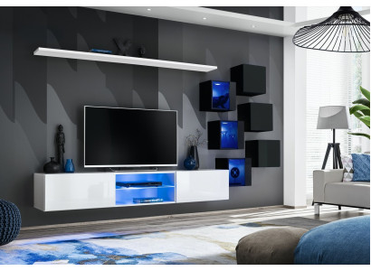 Conjunto de muebles para sala de estar 6x armario de pared estantes de pared aparador muebles de madera nuevo.