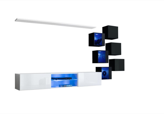 Conjunto de muebles para sala de estar 6x armario de pared estantes de pared aparador muebles de madera nuevo.
