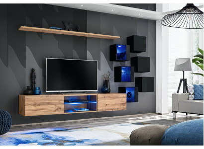 Mueble de salón marrón, estanterías, aparador, armario de pared, lujo, nuevo, mueble de televisión de pie de madera.