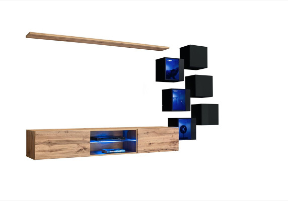 Mueble de salón marrón, estanterías, aparador, armario de pared, lujo, nuevo, mueble de televisión de pie de madera.