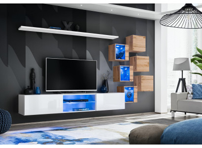 Nuevo conjunto completo de 8 piezas armario de pared lujo aparador soporte de TV estantes de pared.