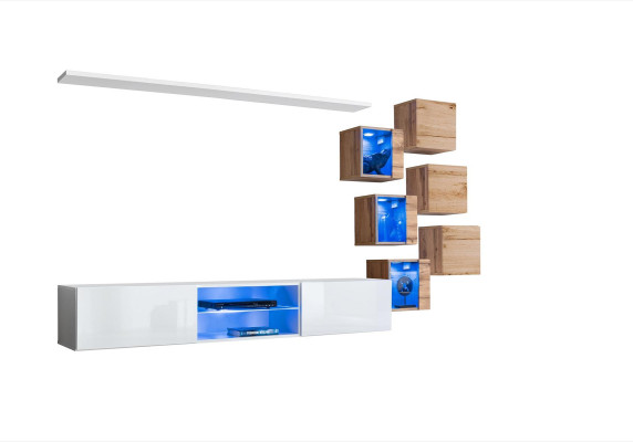 Nuevo conjunto completo de 8 piezas armario de pared lujo aparador soporte de TV estantes de pared.