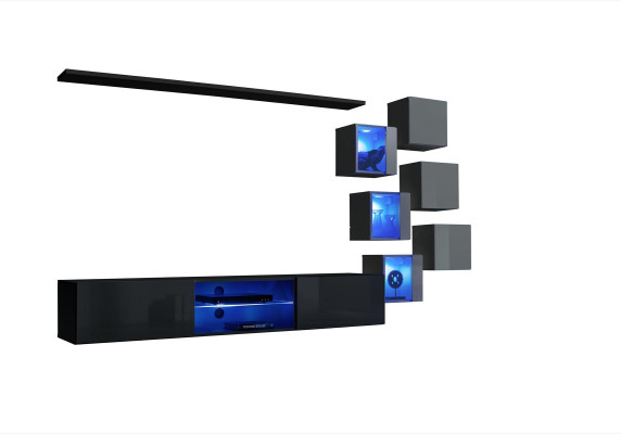 Soporte de TV, pared de salón, aparador, conjunto de lujo, diseñador moderno, estanterías completas.