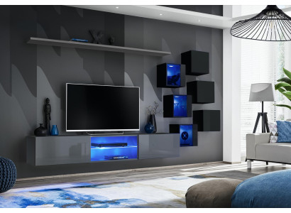 Establecer Moderno Gris Mobiliario Salón Televisión Soporte Mesa de TV Muebles de Madera Armario de Pared