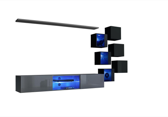 Establecer Moderno Gris Mobiliario Salón Televisión Soporte Mesa de TV Muebles de Madera Armario de Pared