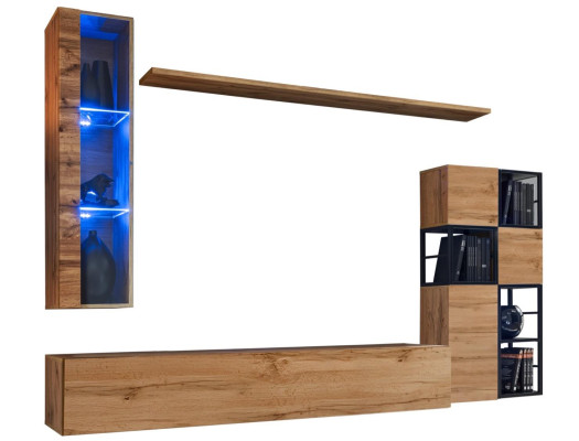 Muebles de madera Braun, diseño de pared de la sala de estar, soporte de TV, mobiliario de sala de estar, juego.