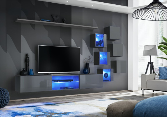 Set de muebles de lujo de 8 piezas, estantería de pared, 6 armarios de pared, nuevo mobiliario.