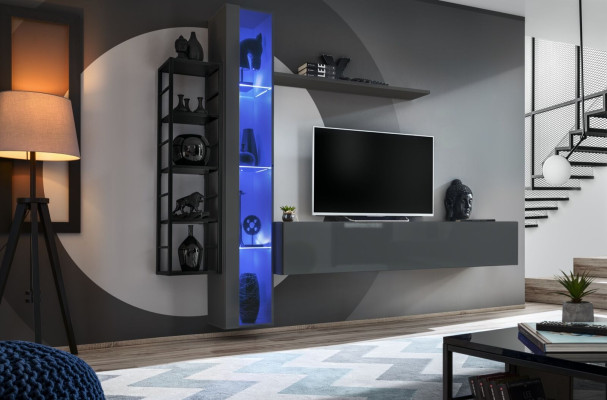 Mueble moderno de salón de diseño para sala de estar estilo vitrina con soporte de TV.