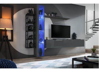 Mueble moderno de salón de diseño para sala de estar estilo vitrina con soporte de TV.