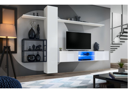 Muebles de salón conjunto 270 cm armario de pared blanco estanterías de pared decoración