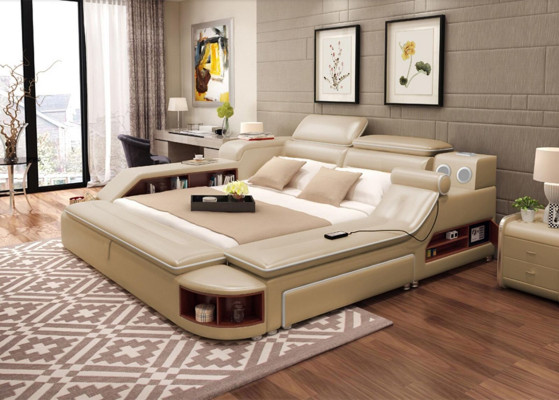 Cama multifunción, camas de hotel modernas, cama doble USB Sound 180x200.