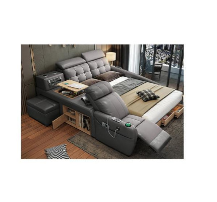 Cama de diseño multifunción grande cuero sintético hotel tapizado 180x200 camas nuevas