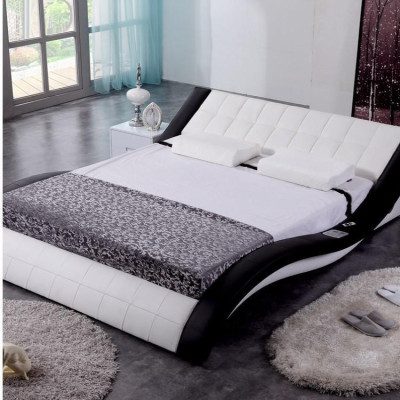 Diseño cama cama grande cuero hotel tapizado 180x200 estantería multifunción