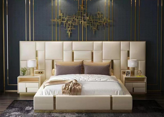 Diseño de conjuntos de dormitorio Cama Moderna Lujo Hotel Muebles