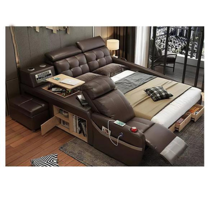 Cama de diseño multifunción grande cuero sintético hotel tapizado 180x200 camas nuevas
